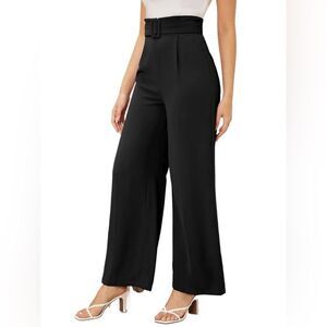 Suzanne Betro Black Wide Leg Pull On Pants High Waisted